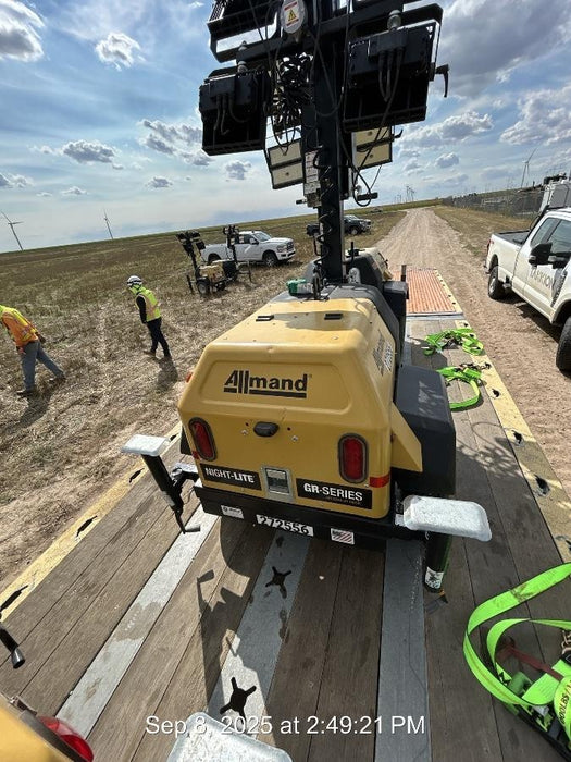 2022 Allmand NLV3GR (4) LED Light Fixture 350W, 23' Vertical Mast, 3kW Prime, Towable, ES Decals, T3