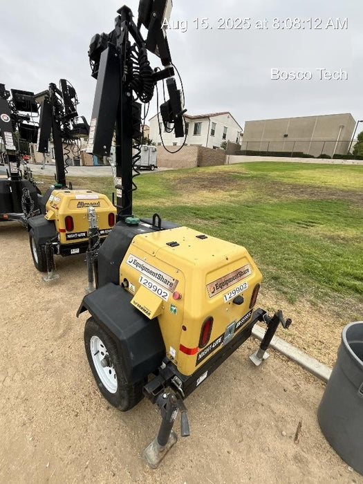 2021 Allmand NLV3GR (4) LED Light Fixture 350W, 23' Vertical Mast, 3kW Prime, Towable, Deep Sea L401, Leveling Jacks, Yanmar T4F 5.8hp