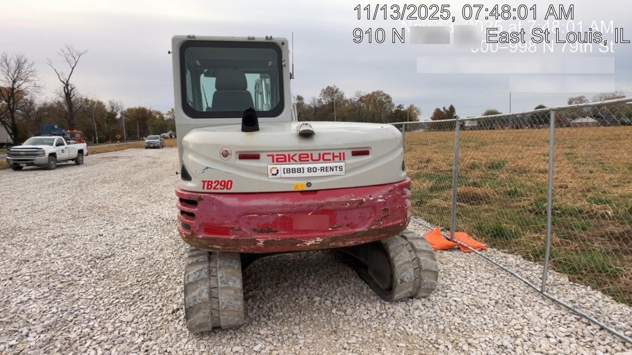 2019 Takeuchi TB290 Cab/Heat/AC Rubber tracks, Dozer blade, Travel alarm, Auxiliary hydraulics w/Manual QC, Hydraulic thumb, 18", 24", and 36" Buckets