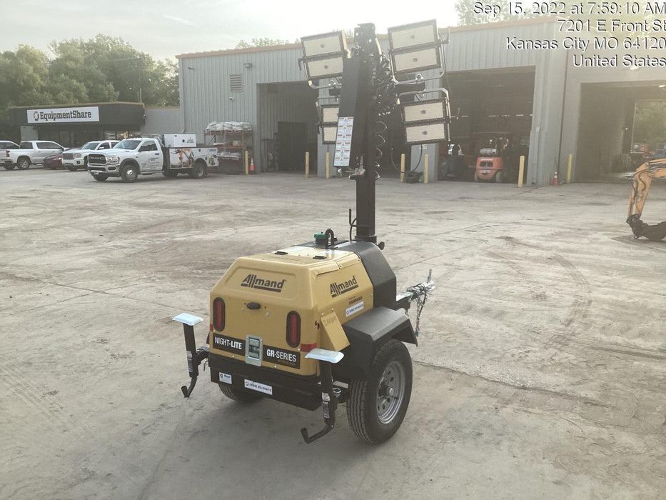 2022 Allmand NLV3GR (4) LED Light Fixture 350W, 23' Vertical Mast, 3kW Prime, Towable, ES Decals, T3