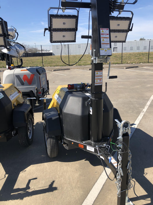 2022 Allmand NLV3GR (4) LED Light Fixture 350W, 23' Vertical Mast, 3kW Prime, Towable, Deep Sea L401, Leveling Jacks, Yanmar T4F 5.8hp