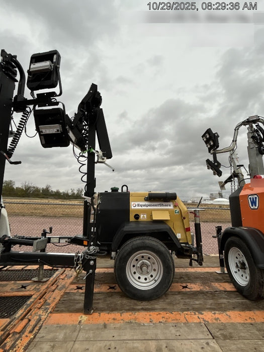 2022 Allmand NLV3GR (4) LED Light Fixture 350W, 23' Vertical Mast, 3kW Prime, Towable, Deep Sea L401, Leveling Jacks, Yanmar T4F 5.8hp