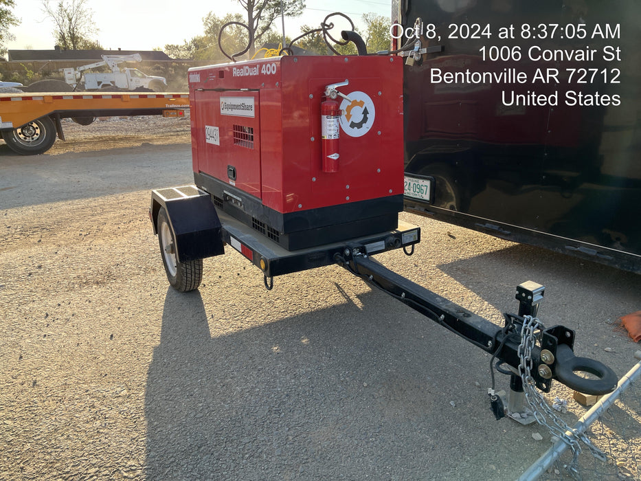 2023 Shindaiwa DGW400MDL Kubota D902 Engine, 23 HP, Dual Op Welder, Wire, Arc, Droop Stick, Tig, and CC Stick Functionality, Simulphase, 3 Phase and 1 Phase Gen Output, Single Axle NB Trlr, Slr Trckl Chrg 12V 12W, Fire Ext