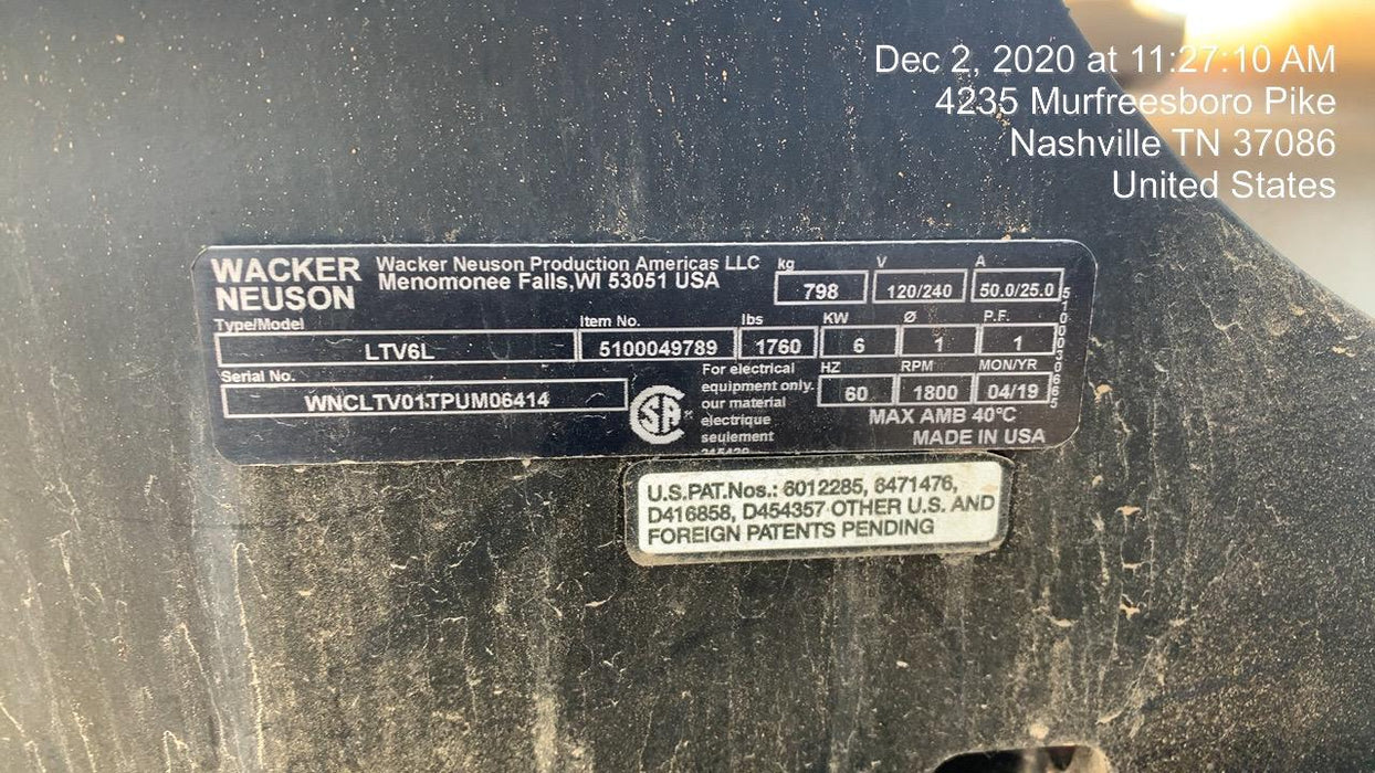 2019 Wacker Neuson LTV6L-MH Wacker Neuson LTV6L Mobile Light Tower w/Fuel Level Sensor Installed