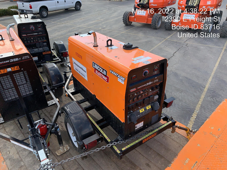 2021 Lincoln Electric Vantage 322 Vantage 322 Ready Pak 3 w/ Decals, ORANGE (includes trailer, cable rack, fender light kit) NO Telematics