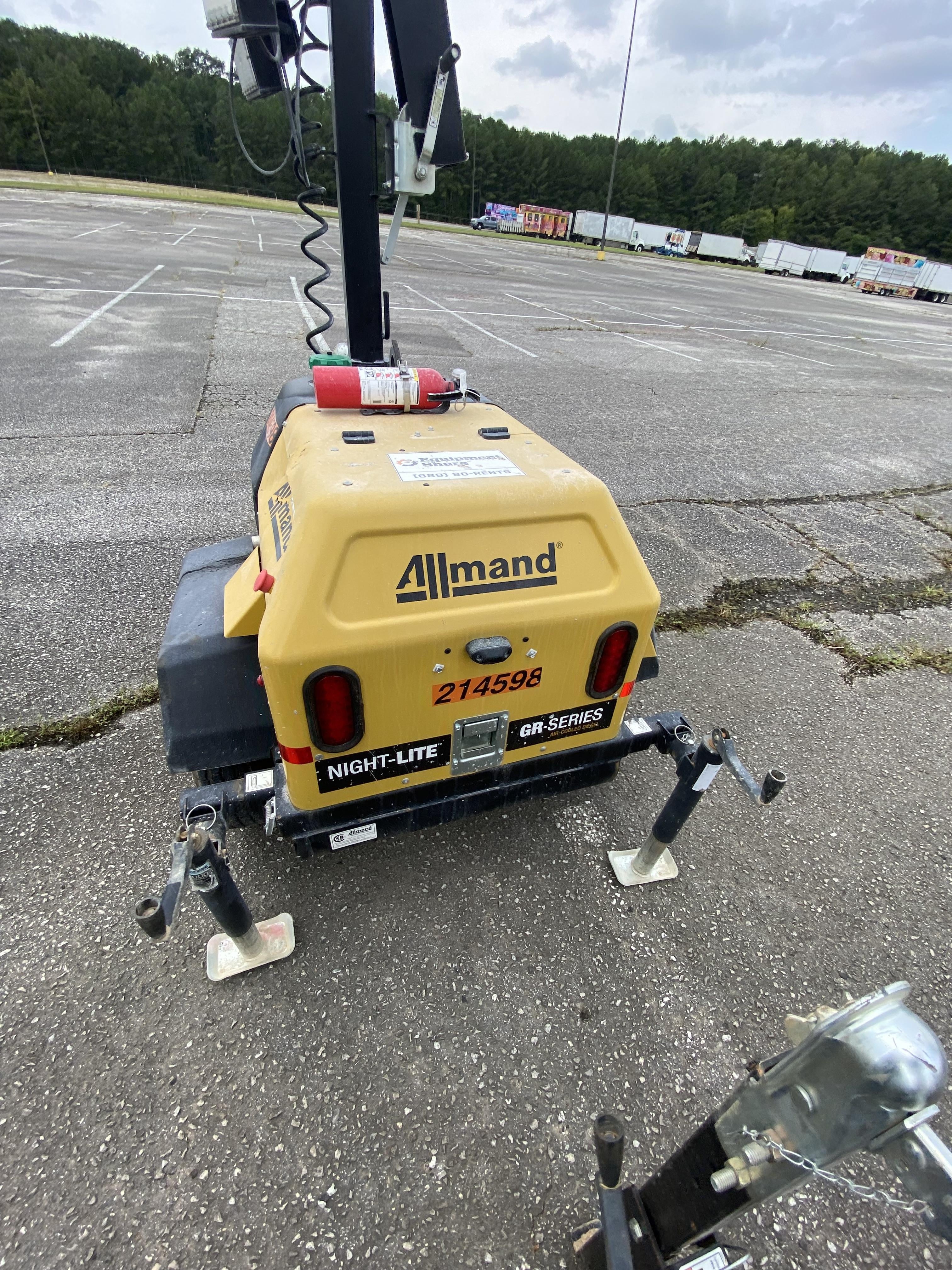 2022 Allmand NLV3GR (4) LED Light Fixture 350W, 23' Vertical Mast, 3kW Prime, Towable, Deep Sea L401, Leveling Jacks, Yanmar T4F 5.8hp