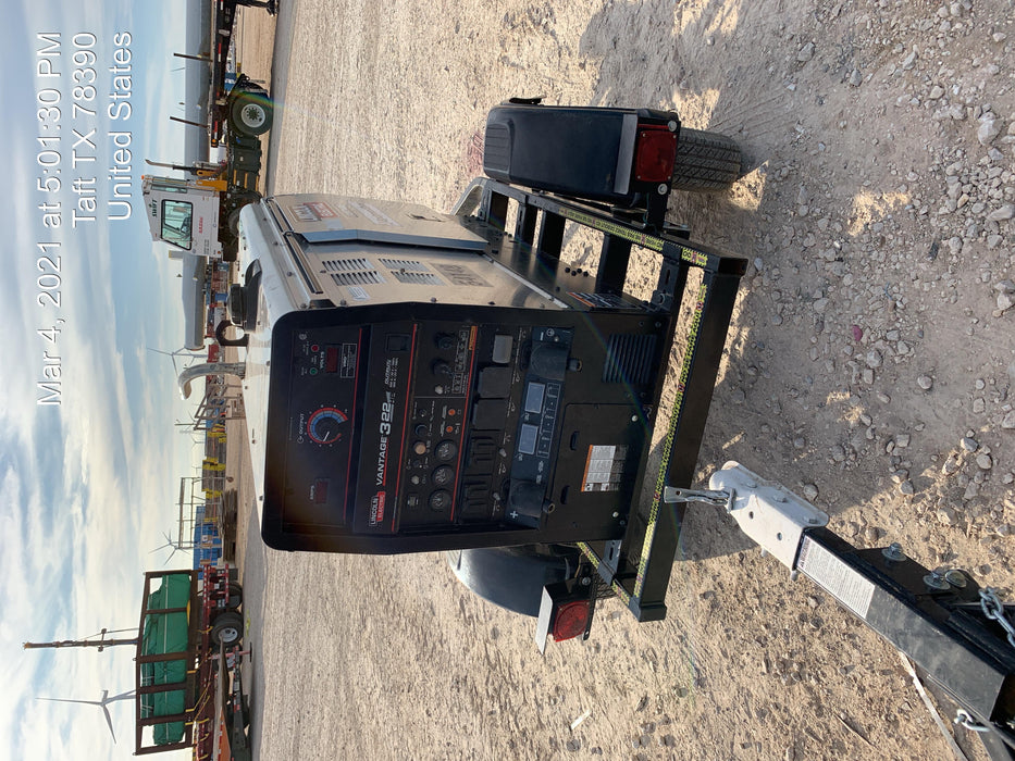2019 Lincoln Electric Vantage 322 Welder Ready-Pak 3, Two wheel trailer, Fender and Light kit, Cable Rack