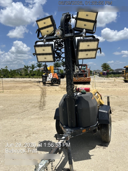 2022 Allmand NLV3GR (4) LED Light Fixture 350W, 23' Vertical Mast, 3kW Prime, Towable, Deep Sea L401, Leveling Jacks, Yanmar T4F 5.8hp