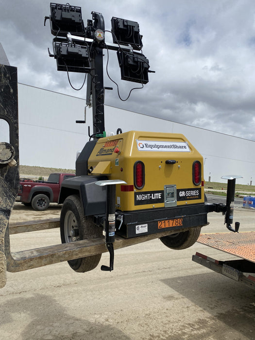 2022 Allmand NLV3GR (4) LED Light Fixture 350W, 23' Vertical Mast, 3kW Prime, Towable, Deep Sea L401, Leveling Jacks, Yanmar T4F 5.8hp