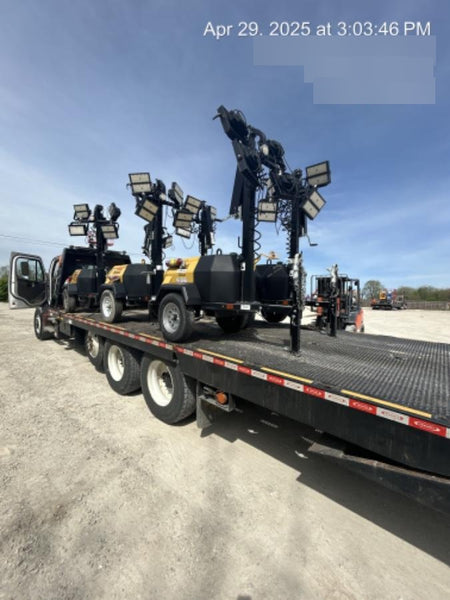 2022 Allmand NLV3GR (4) LED Light Fixture 350W, 23' Vertical Mast, 3kW Prime, Towable, Deep Sea L401, Leveling Jacks, Yanmar T4F 5.8hp