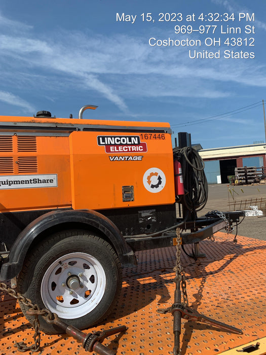 2021 Lincoln Electric Vantage 322 Vantage 322 Ready Pak 3 w/ Decals, ORANGE (includes trailer, cable rack, fender light kit) NO Telematics