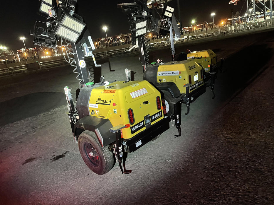 2022 Allmand NLV3GR (4) LED Light Fixture 350W, 23' Vertical Mast, 3kW Prime, Towable, ES Decals, T3