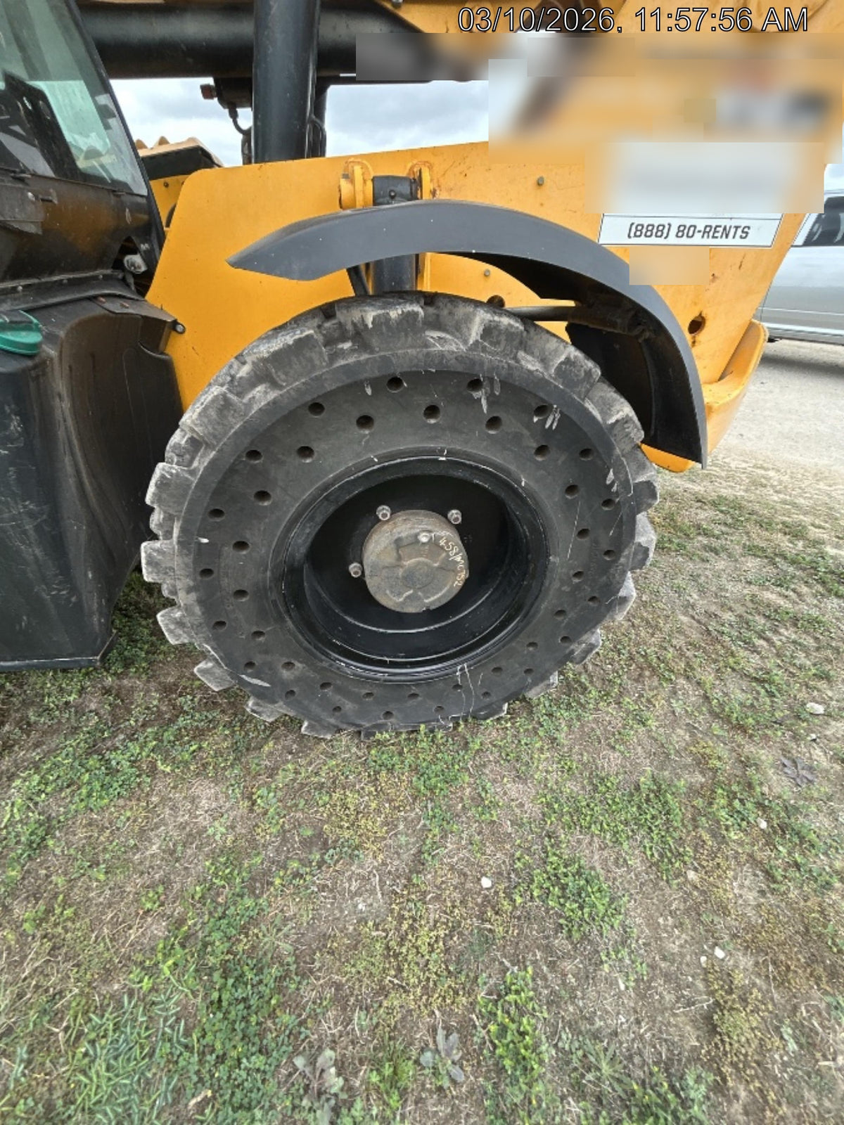 2019 JCB 512-56 109 HP w/Open ROPS, Beacon, Aux Hydraulics, Worklights, Solid Tires w/66" Carriage/60" Forks