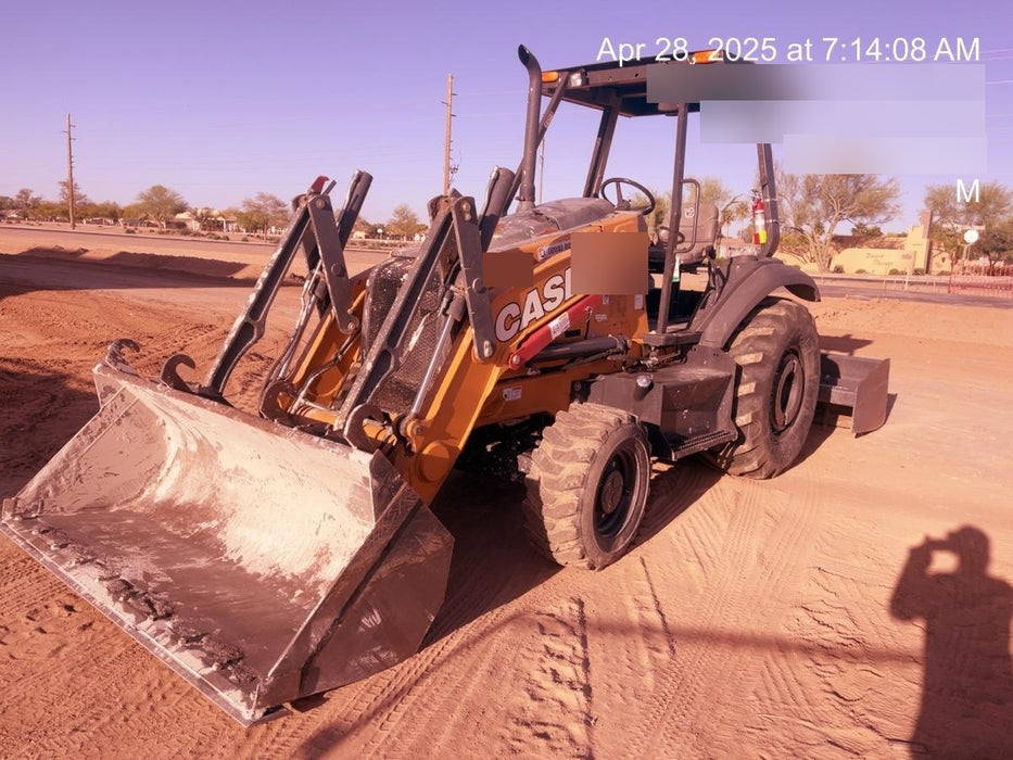 2019 Case 570N EP Canopy, 4WD, GP Front Bucket, Dual Tilt Cylinder, 84" Box Blade w/ Scarifier, Wheel Weights, Beacon