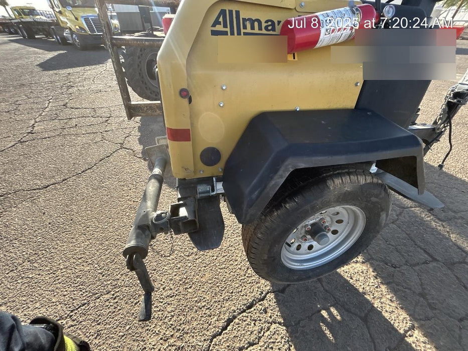 2021 Allmand NLV3GR (4) LED Light Fixture 350W, 23' Vertical Mast, 3kW Prime, Towable, Deep Sea L401, Leveling Jacks, Yanmar T4F 5.8hp