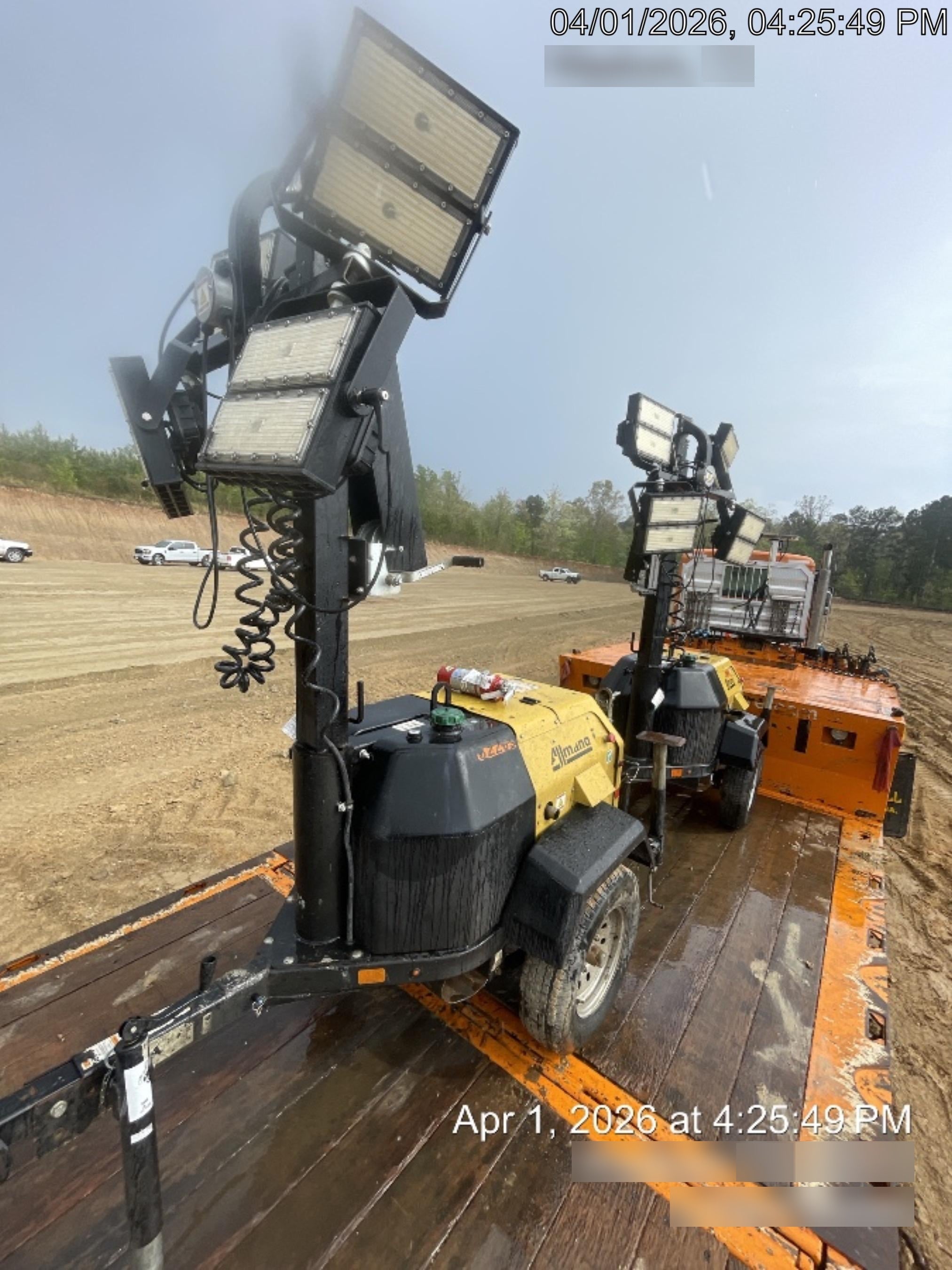 2022 Allmand NLV3GR (4) LED Light Fixture 350W, 23' Vertical Mast, 3kW Prime, Towable, Deep Sea L401, Leveling Jacks, Yanmar T4F 5.8hp