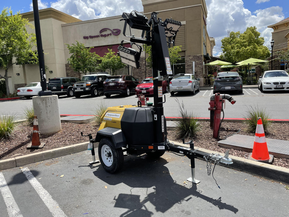 2021 Allmand NLV3GR (4) LED Light Fixture 350W, 23' Vertical Mast, 3kW Prime, Towable, Deep Sea L401, Leveling Jacks, Yanmar T4F 5.8hp