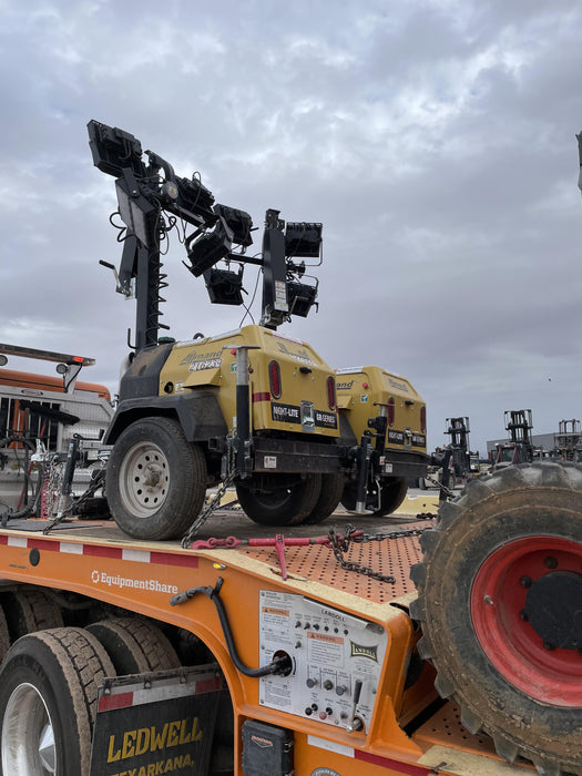 2022 Allmand NLV3GR (4) LED Light Fixture 350W, 23' Vertical Mast, 3kW Prime, Towable, Deep Sea L401, Leveling Jacks, Yanmar T4F 5.8hp