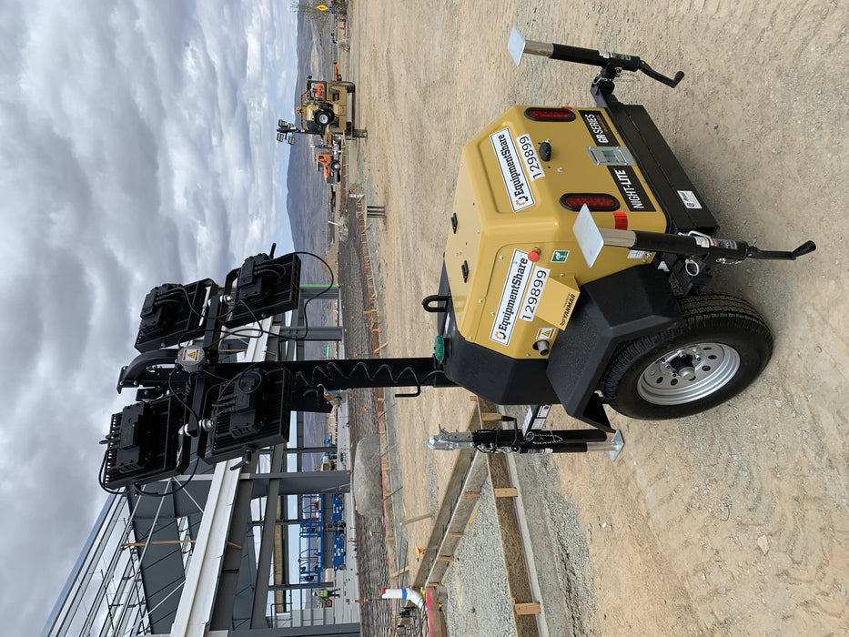 2021 Allmand NLV3GR (4) LED Light Fixture 350W, 23' Vertical Mast, 3kW Prime, Towable, Deep Sea L401, Leveling Jacks, Yanmar T4F 5.8hp