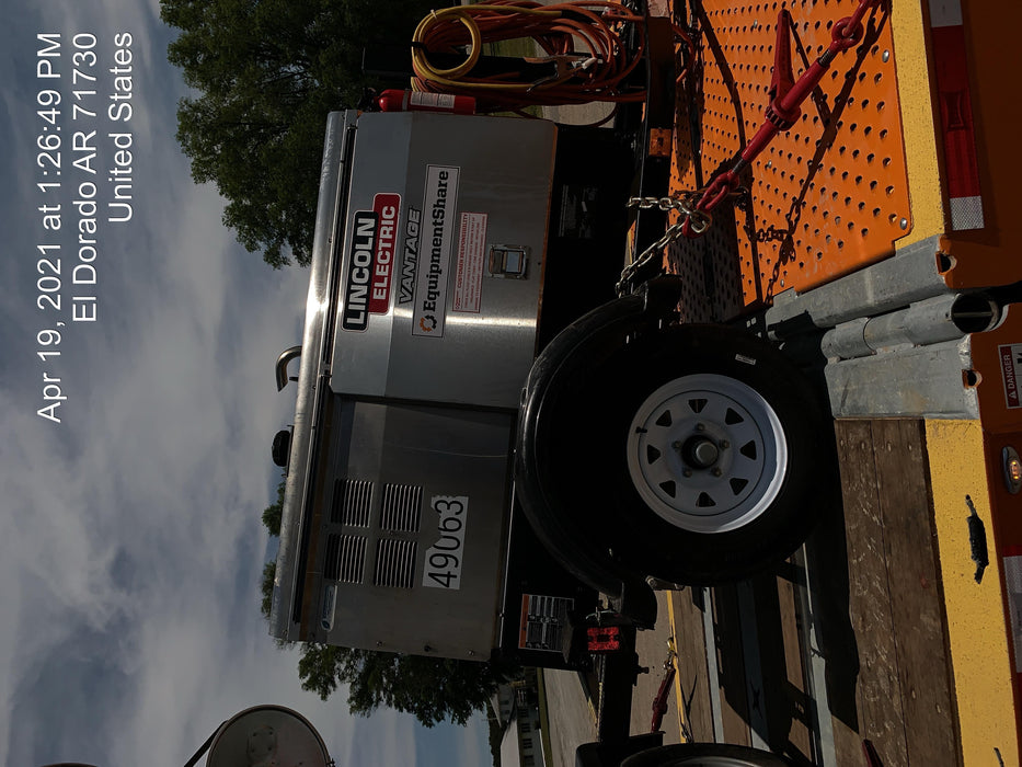 2019 Lincoln Electric Vantage 322 Ready-Pak 3, Two Wheel Trailer, Fender and Light Kit, Cable Rack