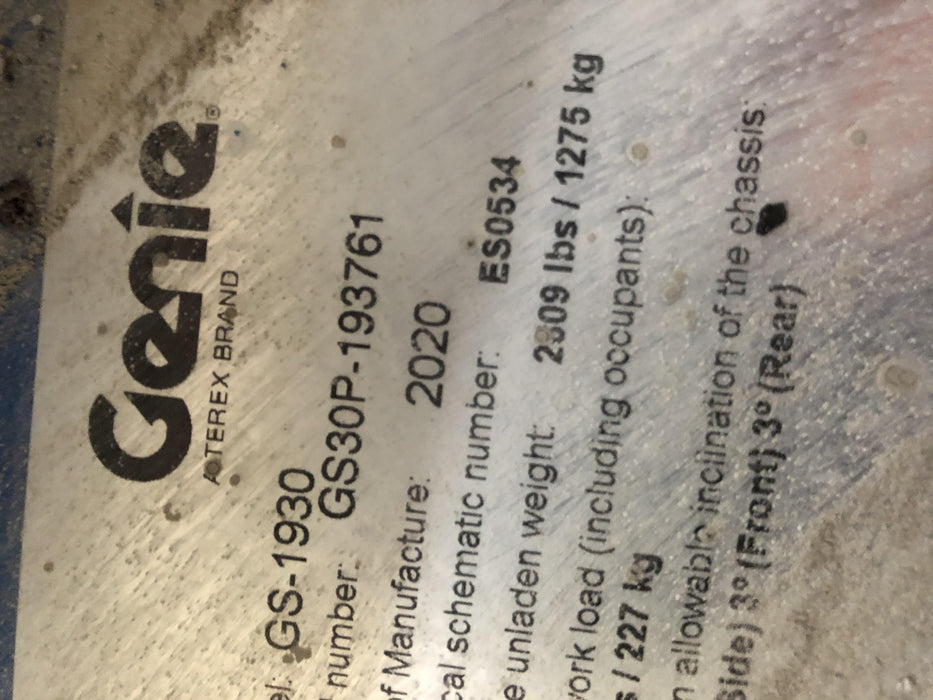 2020 Genie GS-1930 GENIE GS-1930