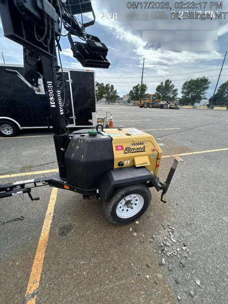 2021 Allmand NLV3GR (4) LED Light Fixture 350W, 23' Vertical Mast, 3kW Prime, Towable, Deep Sea L401, Leveling Jacks, Yanmar T4F 5.8hp