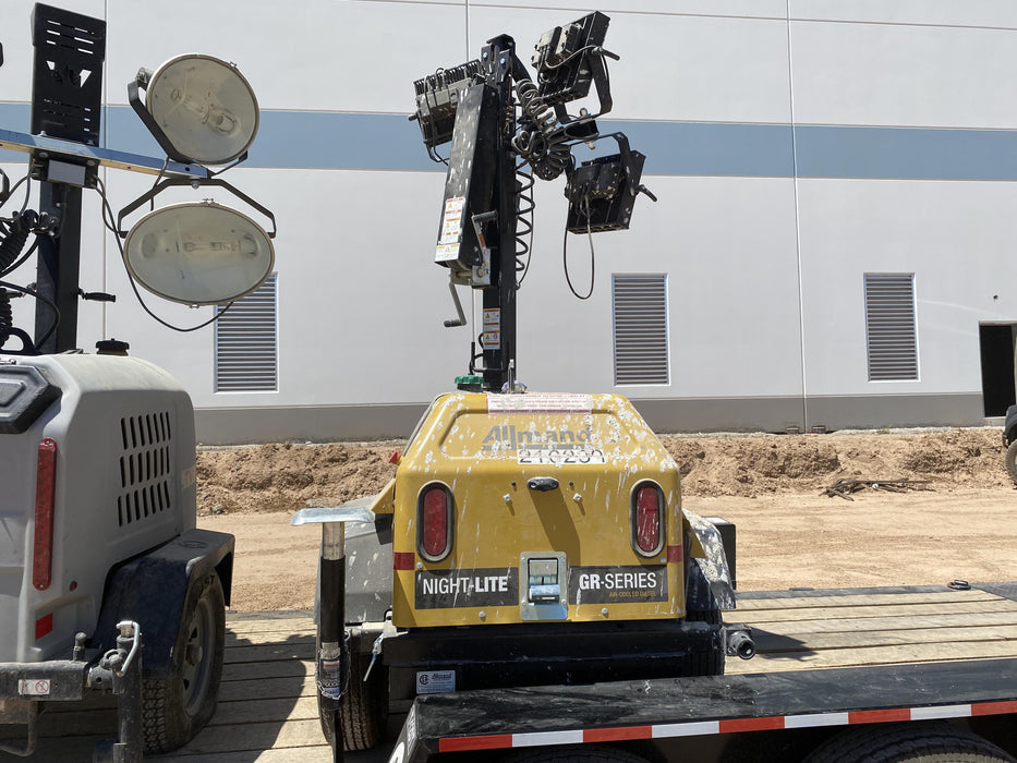 2022 Allmand NLV3GR (4) LED Light Fixture 350W, 23' Vertical Mast, 3kW Prime, Towable, Deep Sea L401, Leveling Jacks, Yanmar T4F 5.8hp