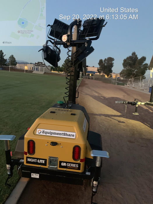 2022 Allmand NLV3GR (4) LED Light Fixture 350W, 23' Vertical Mast, 3kW Prime, Towable, Deep Sea L401, Leveling Jacks, Yanmar T4F 5.8hp