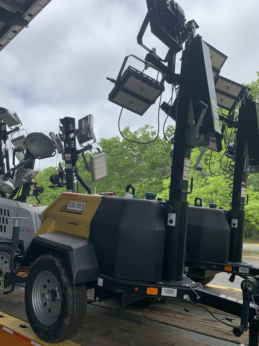 2021 Allmand NLV3GR (4) LED Light Fixture 350W, 23' Vertical Mast, 3kW Prime, Towable, Deep Sea L401, Leveling Jacks, Yanmar T4F 5.8hp