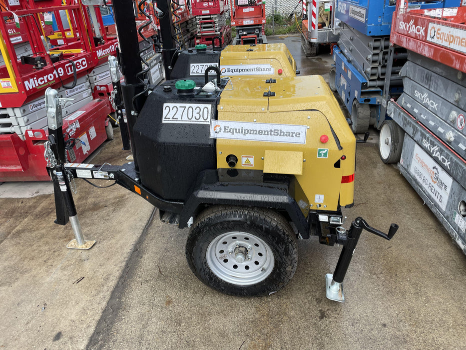 2022 Allmand NLV3GR (4) LED Light Fixture 350W, 23' Vertical Mast, 3kW Prime, Towable, Deep Sea L401, Leveling Jacks, Yanmar T4F 5.8hp