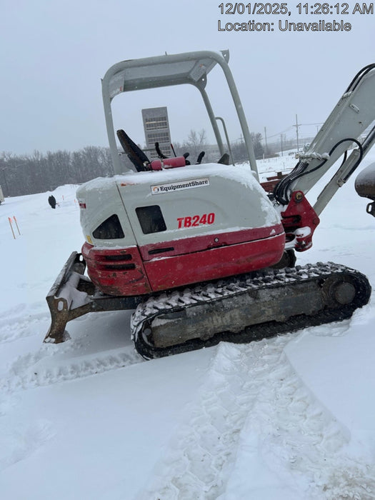 2019 Takeuchi TB240 Takeuchi TB240 Canopy w/Rubber Tracks, Auxiliary Hydraulics, Manual QC, Hydraulic Thumb, 12/18/24" Buckets