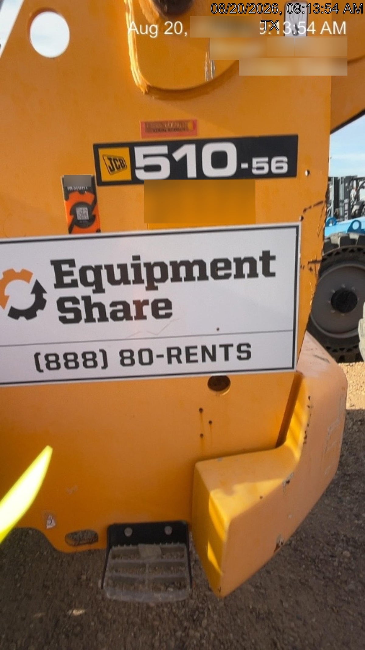 2019 JCB 510-56 74 HP w/CAB/HVAC, Beacon, Worklights, Aux Hydraulics, Foam Filled Tires w/60" Carriage/Forks