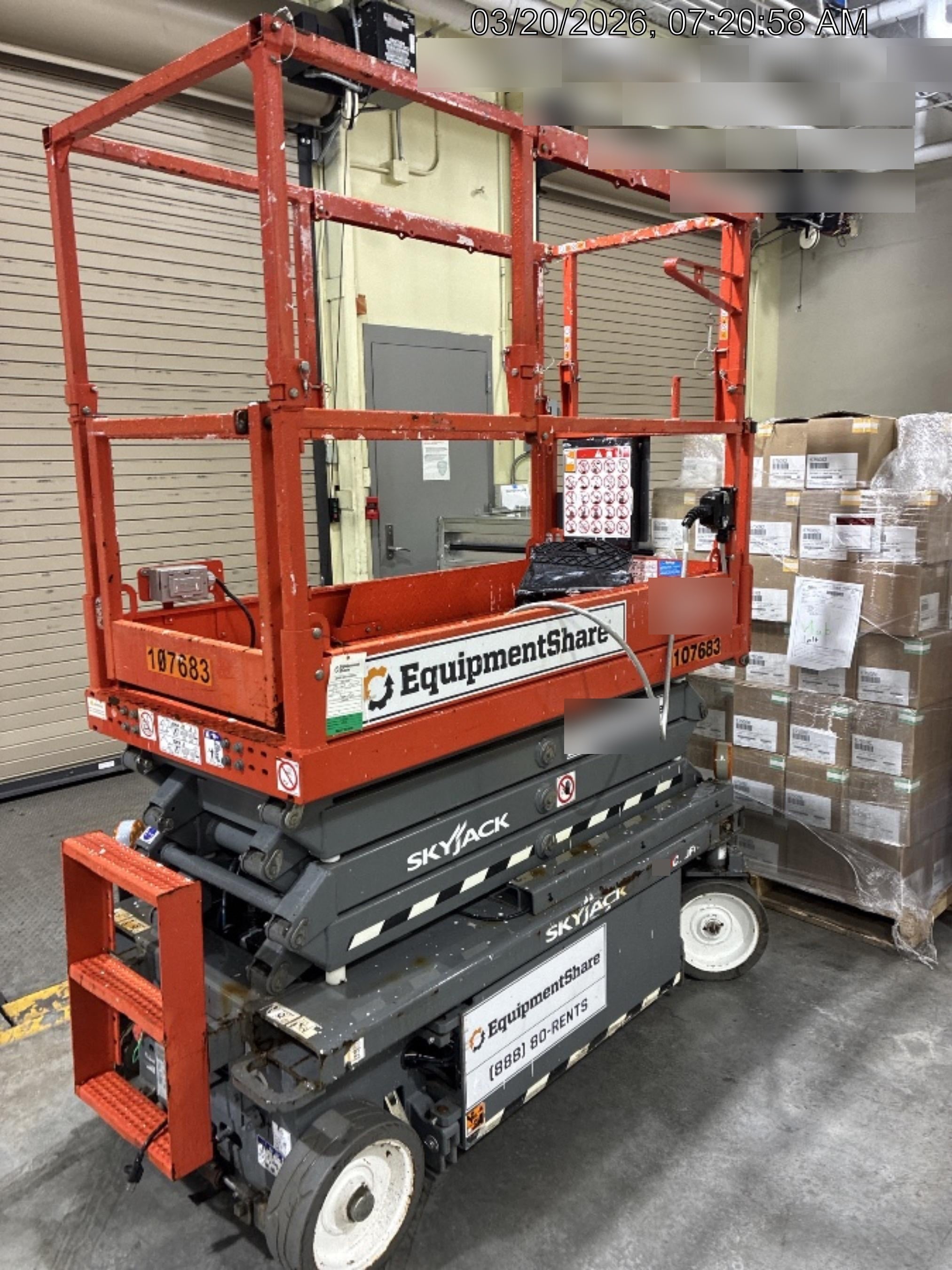 2020 Skyjack SJIII-3219 Solid NM Tires, Half height spring hinged entry gate, Dual Beacons, 800W Inverter
