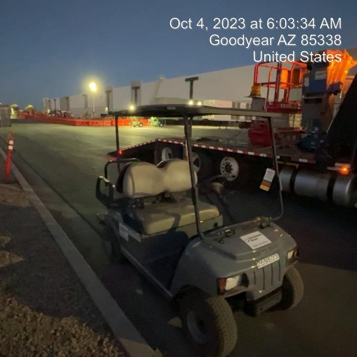 2022 Club Car CA100E Canopy, Fold down Windshield, Beacon, Back up Alarm, All-Trail Trials, HD 8 V Batteries, Trailer Hitch and Ball