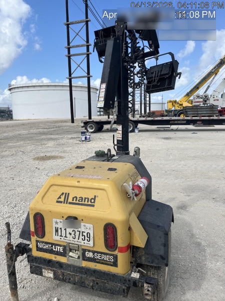 Allmand NLV3GR (4) LED Light Fixture 350W, 23' Vertical Mast, 3kW Prime, Towable, Deep Sea L401, Leveling Jacks, Yanmar T4F 5.8hp