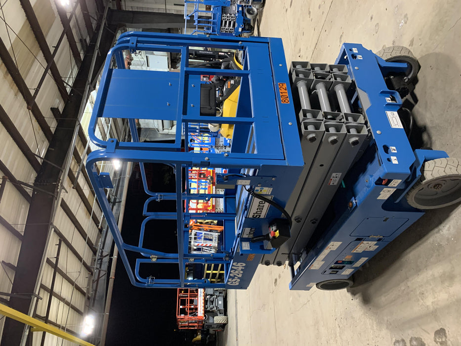 2019 Genie GS-2646 folding rails with full height swing gate, 800W Inverter