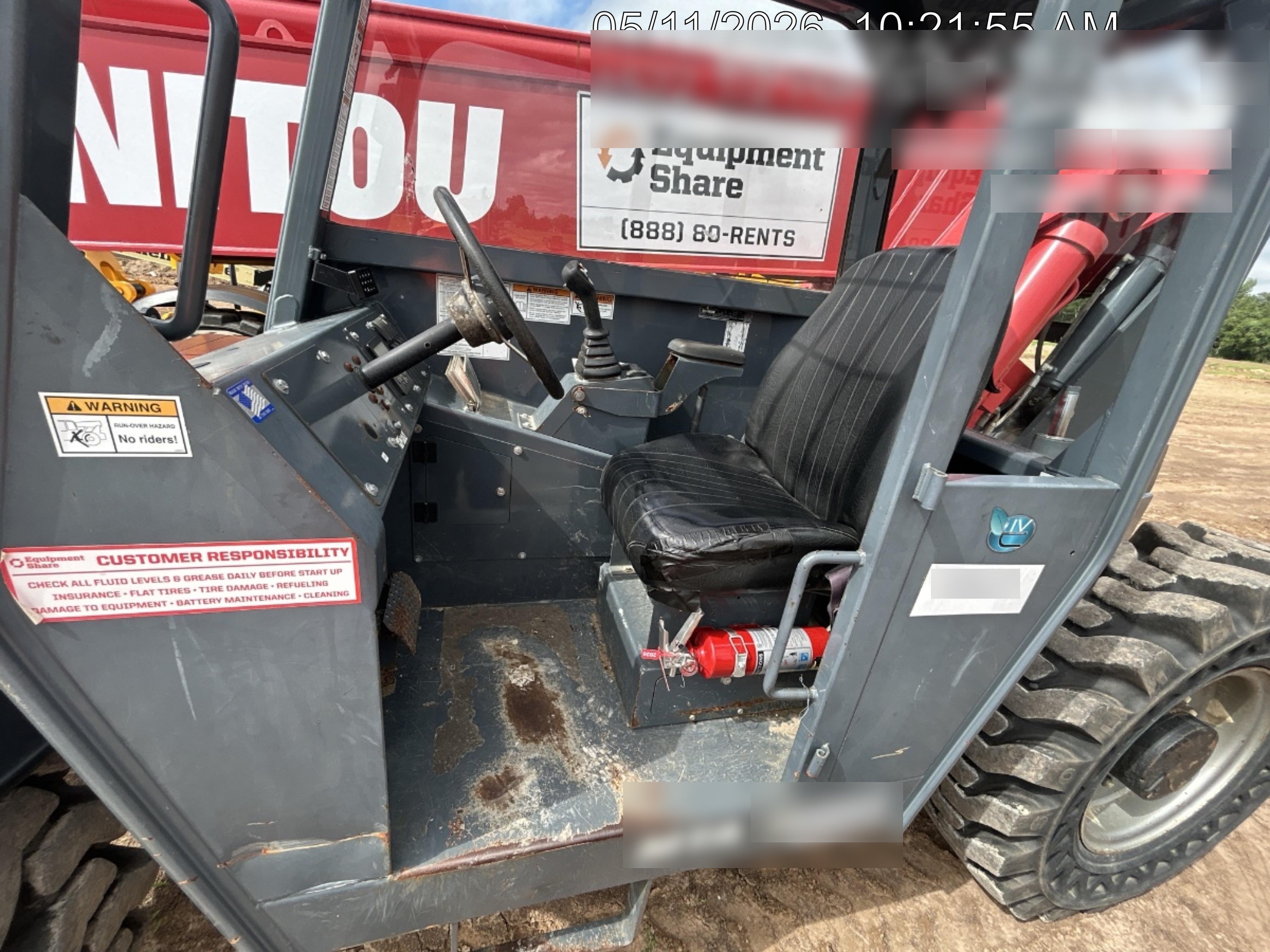 2018 Manitou MTA10055 Manitou MTA 10055 w/Cab/Heat/AC, Work Lights/Strobe, Aux Hyd, Solid Tires, Lift Hook, 66" Carriage, 60" Forks
