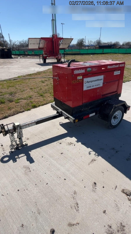 2022 Shindaiwa DGW400MDL Kubota D902 Engine, 23 HP, Dual Op Welder, Wire, Arc, Droop Stick, Tig, and CC Stick Functionality, Simulphase, 3 Phase and 1 Phase Gen Output, Single Axle NB Trlr, Slr Trckl Chrg 12V 12W, Fire Ext