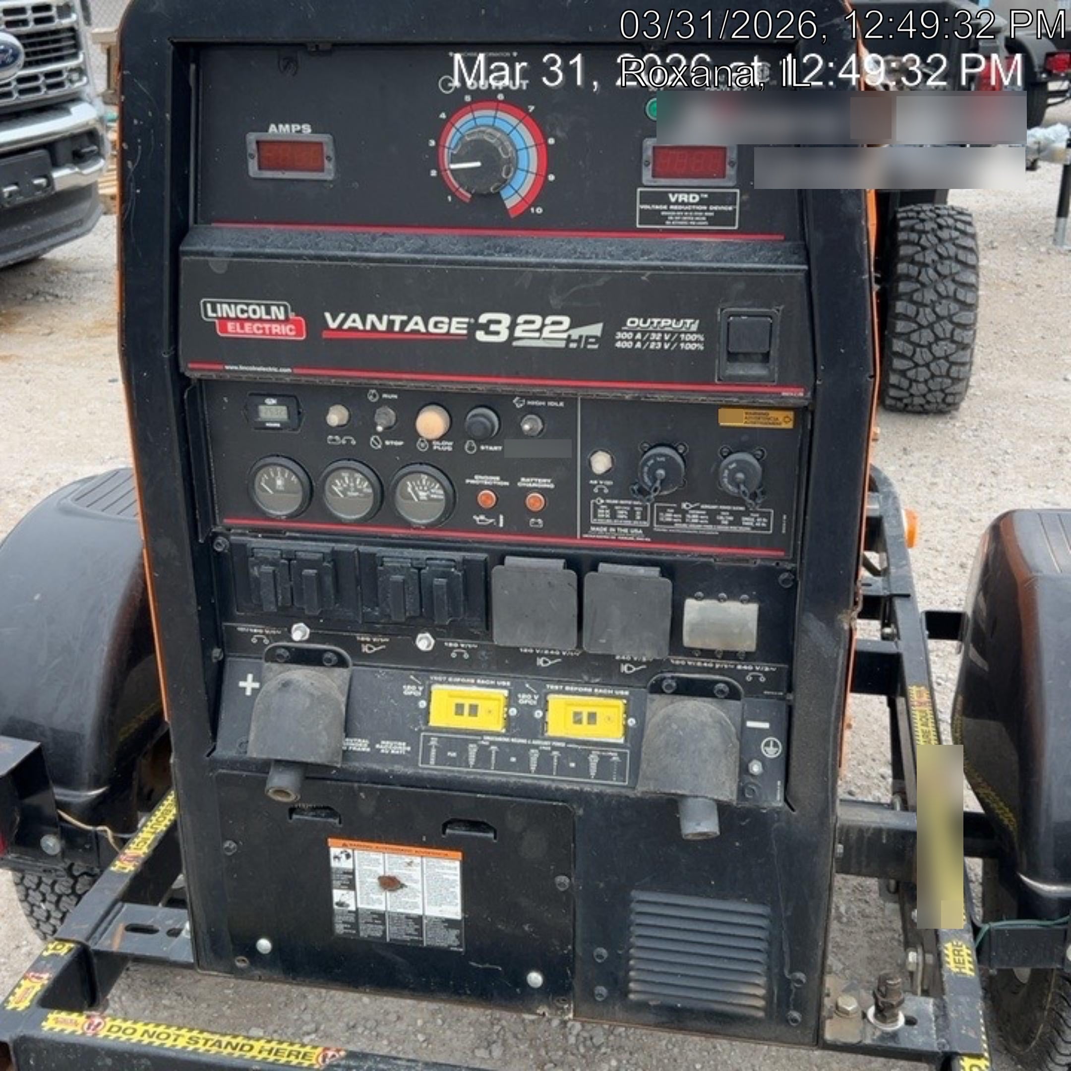 2021 Lincoln Electric Vantage 322 Vantage 322 Ready Pak 3 w/ Decals, ORANGE (includes trailer, cable rack, fender light kit) NO Telematics