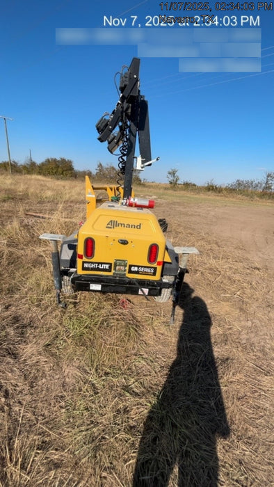 2022 Allmand NLV3GR (4) LED Light Fixture 350W, 23' Vertical Mast, 3kW Prime, Towable, ES Decals, T3