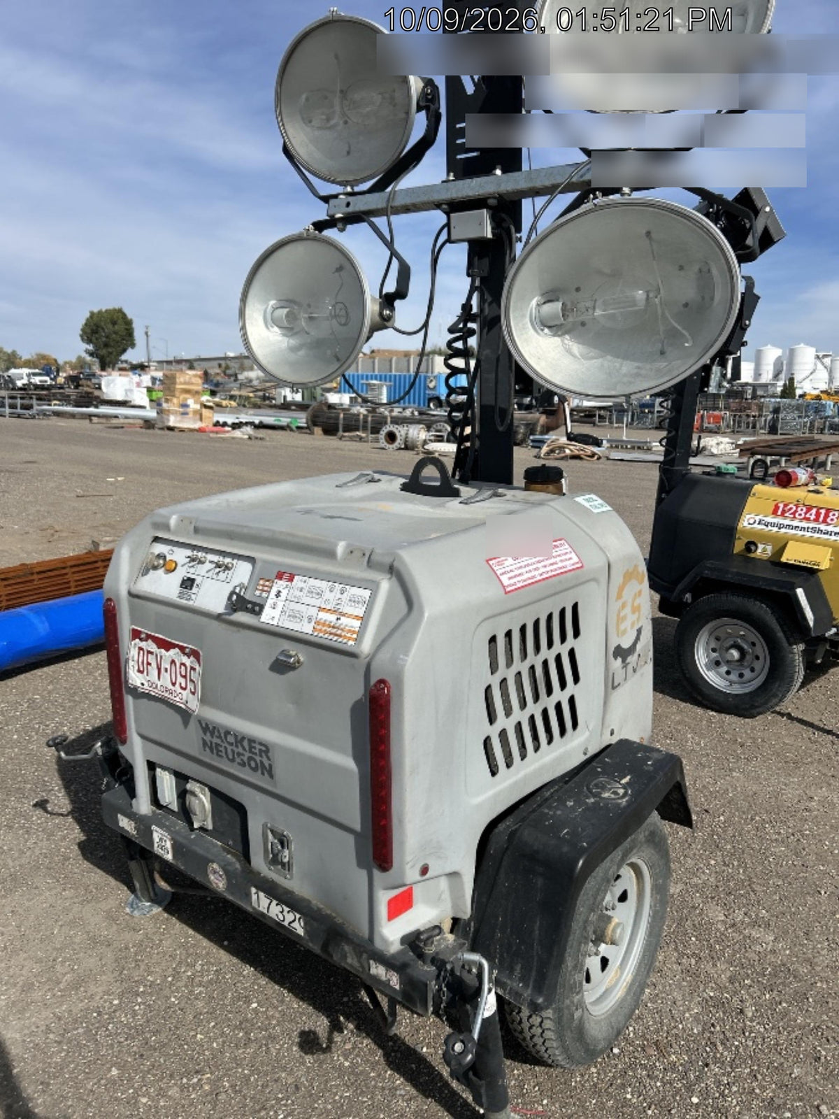 Wacker Neuson LTV6K-MH Wacker Neuson LTV6K Mobile Light Tower w/Fuel Level Sensor Installed