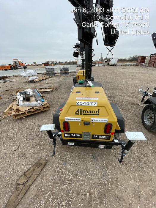 2022 Allmand NLV3GR (4) LED Light Fixture 350W, 23' Vertical Mast, 3kW Prime, Towable, ES Decals, T3