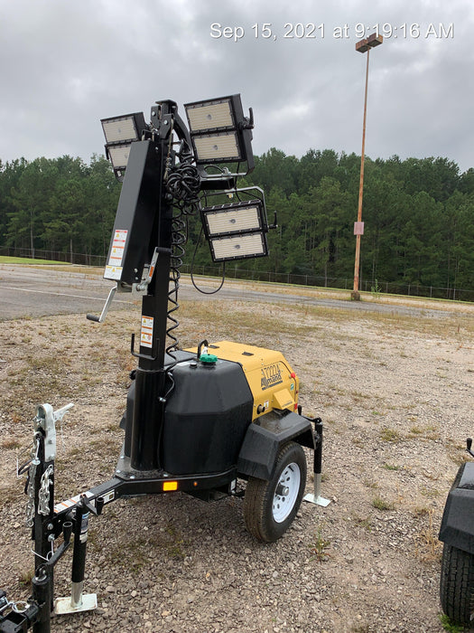 2021 Allmand NLV3GR (4) LED Light Fixture 350W, 23' Vertical Mast, 3kW Prime, Towable, Deep Sea L401, Leveling Jacks, Yanmar T4F 5.8hp