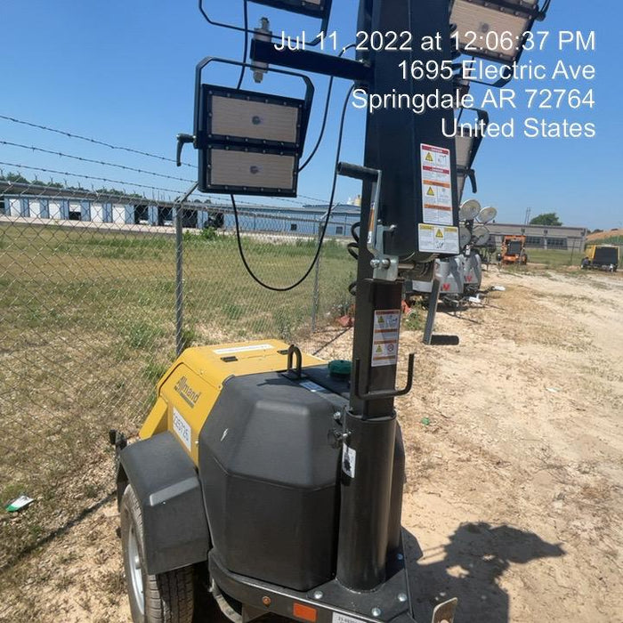 2022 Allmand NLV3GR (4) LED Light Fixture 350W, 23' Vertical Mast, 3kW Prime, Towable, Deep Sea L401, Leveling Jacks, Yanmar T4F 5.8hp