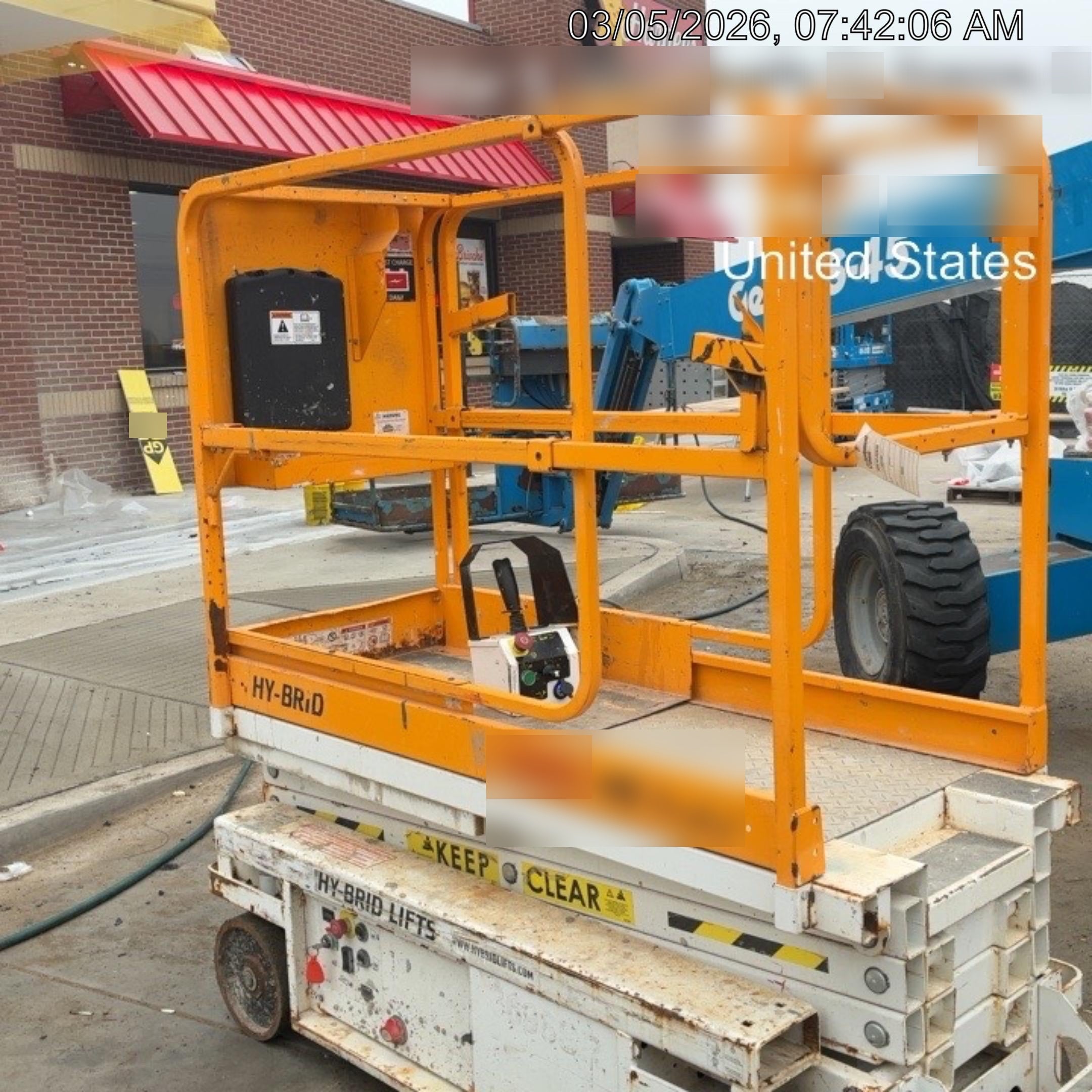 Custom Equipment HB-1430 <ul>
 <li>Hy-Brid Scissor Lift</li>
  <li>Platform capacity up to 670 lbs.</li>
  <li>Working height up to 20 ft</li>
  <li>Weighs under 1,700 lbs.</li>
  <li>Non-marking wheels </li>
</ul>