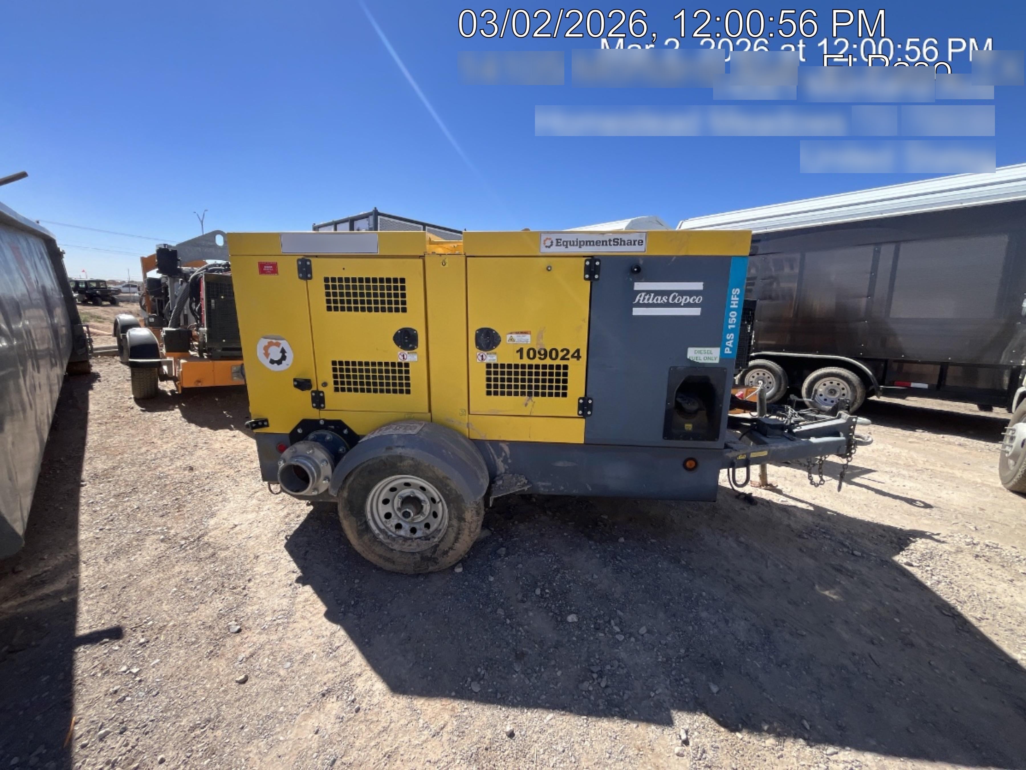 2020 ATLAS COPCO PAS 150 HF CS Enclosed