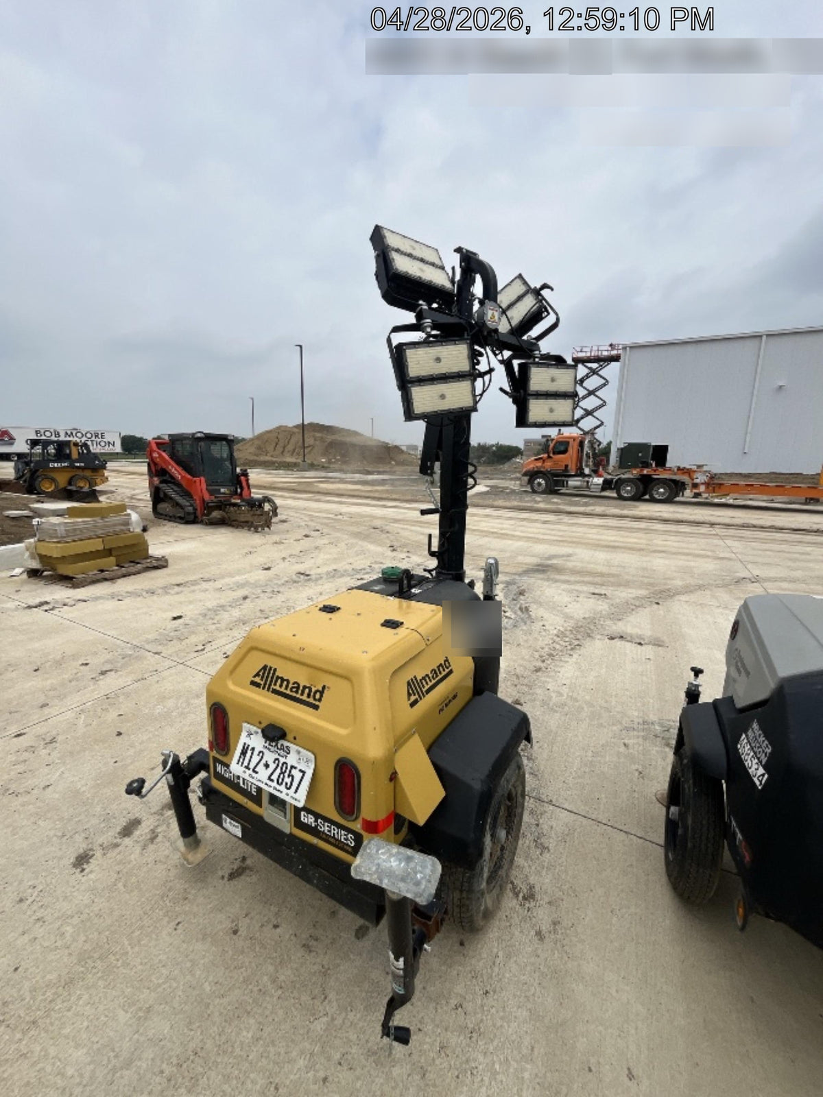 2022 Allmand NLV3GR (4) LED Light Fixture 350W, 23' Vertical Mast, 3kW Prime, Towable, ES Decals, T3
