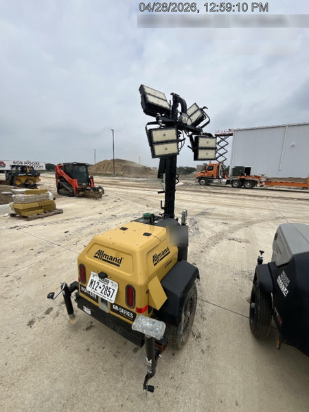 2022 Allmand NLV3GR (4) LED Light Fixture 350W, 23' Vertical Mast, 3kW Prime, Towable, ES Decals, T3