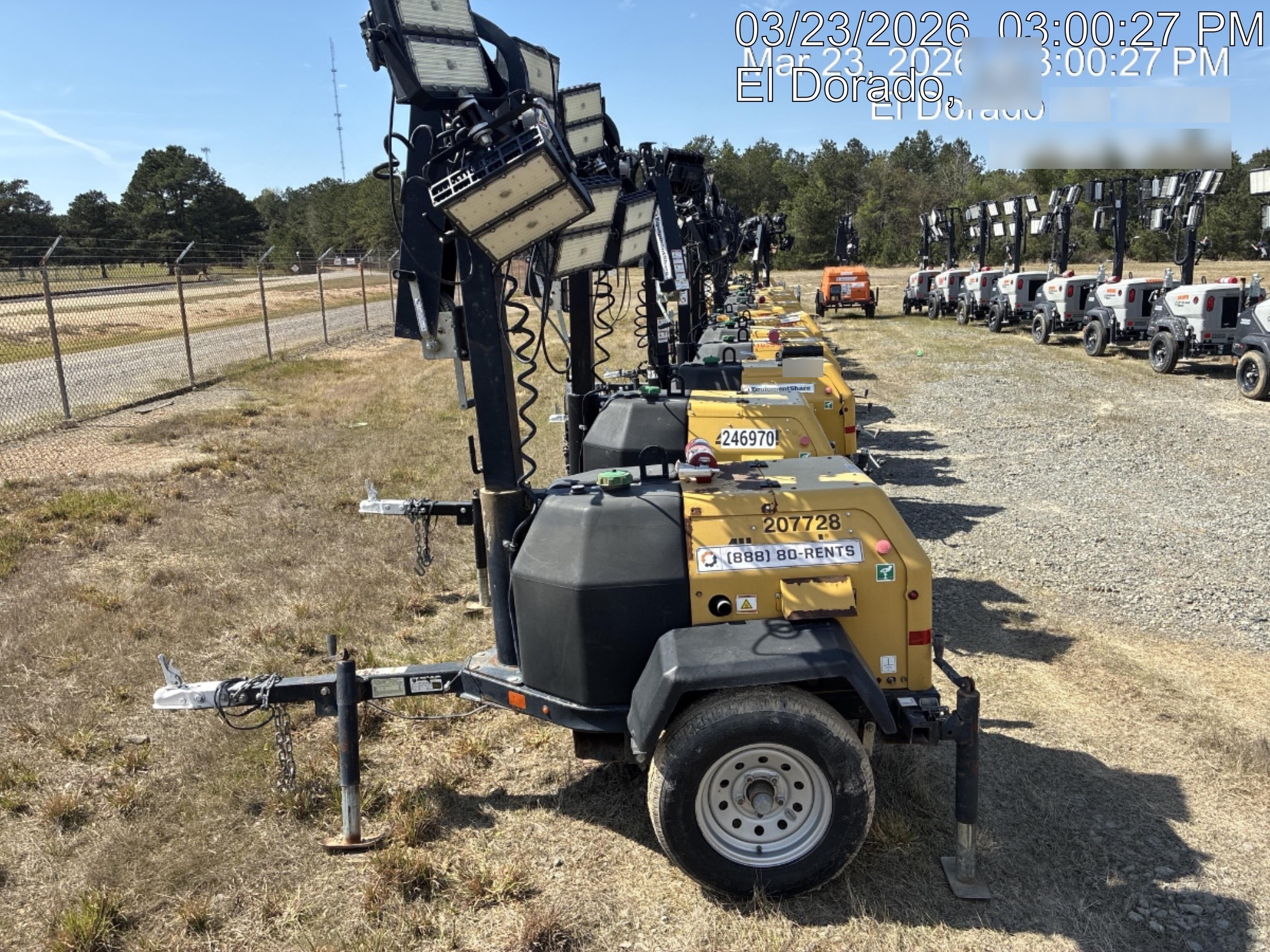2022 Allmand NLV3GR (4) LED Light Fixture 350W, 23' Vertical Mast, 3kW Prime, Towable, Deep Sea L401, Leveling Jacks, Yanmar T4F 5.8hp
