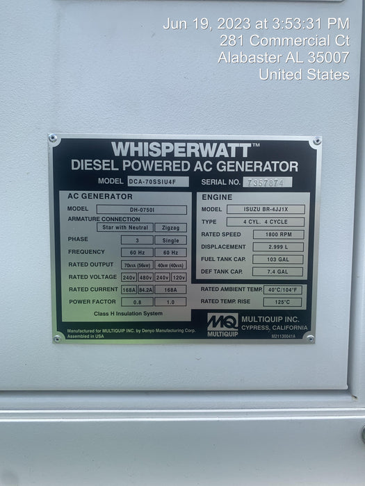 2022 MULTIQUIP DCA70